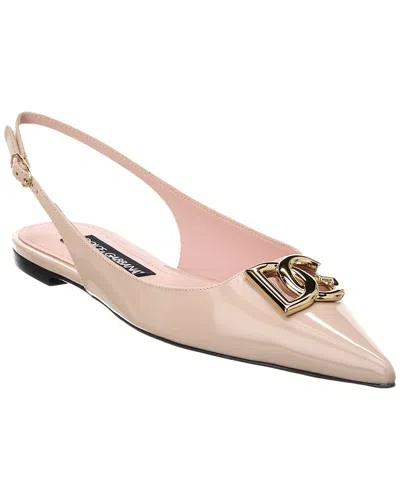 Dolce & Gabbana Dg Logo Leather Slingback Flat In Pink