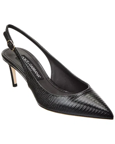 Dolce & Gabbana Dg Logo Leather Slingback Pump In Black