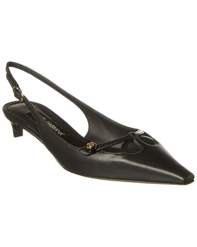 DOLCE & GABBANA DOLCE & GABBANA DG LOGO LEATHER SLINGBACK PUMP
