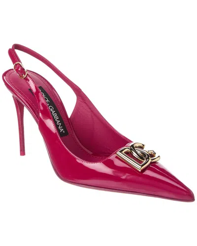 Dolce & Gabbana Dg Logo Leather Slingback Pump In Pink