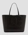 Dolce & Gabbana Dg Logo Leather Tote Bag In Nero