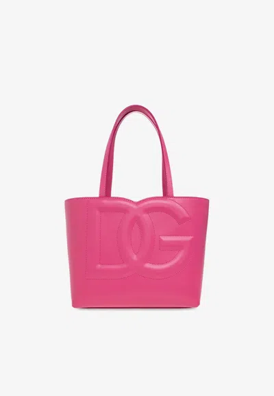 Dolce & Gabbana Dg Logo Leather Tote Bag In Pink