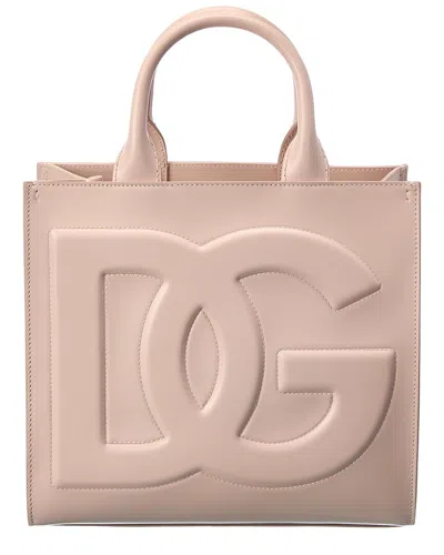 Dolce & Gabbana Dg Logo Leather Tote In Brown