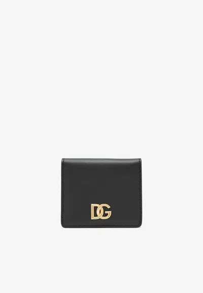 Dolce & Gabbana Dg Logo Leather Wallet In Black