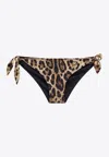 Dolce & Gabbana Bikini Bottom Brown Leopard Print Swimsuit Swimwear In Brown