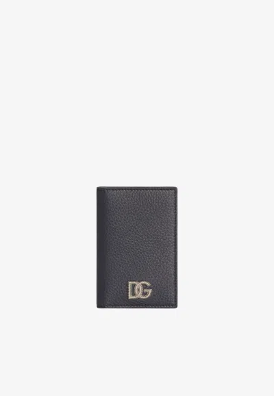Dolce & Gabbana Dg Logo Long Cardholder In Calfskin In Navy