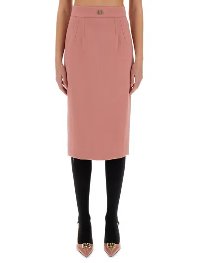 Dolce & Gabbana Dg Logo Longuette Pencil Skirt In Pink