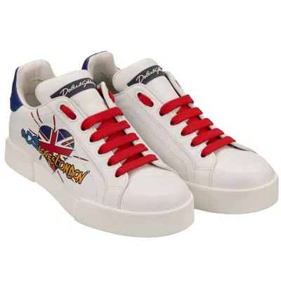 Pre-owned Dolce & Gabbana Dg Logo Loves London Low-top Sneaker Shoes Portofino White Red