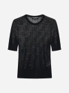 Dolce & Gabbana Logo Lace-stitched Jacquard Sweater In Black