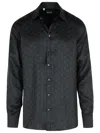 Dolce & Gabbana Jacquard Logo Short Sleeve Shirt In Black