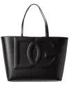 Dolce & Gabbana Leather Shoulder Bag With Frontal Maxi Monogram In Black
