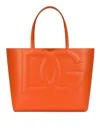 Dolce & Gabbana Medium Calfskin Shopper With Logo In Orange