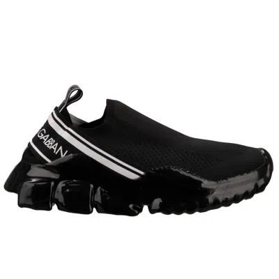 Pre-owned Dolce & Gabbana Dg Logo Men Stripes Slip-on Sneaker Sorrento Black White 41