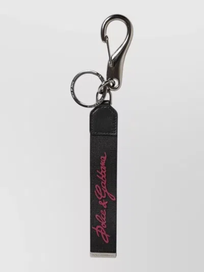 Dolce & Gabbana Dg Logo Mens Polyester Keychain Accessory In Gray