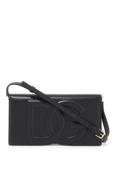 Dolce & Gabbana Mini Dg Logo Leather Shoulder Bag In Black