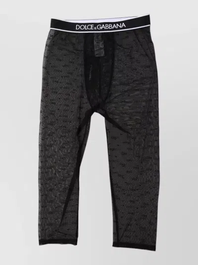 Dolce & Gabbana Dg Logo Nylon Cropped Tights Underwear In Multi