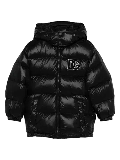 Dolce & Gabbana Kids' Dg-logo Padded Jacket In Black