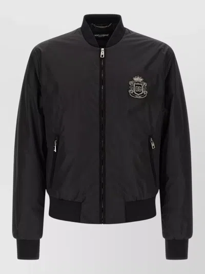 Dolce & Gabbana Dg Logo Patch Bomber Style Jacket In Multi