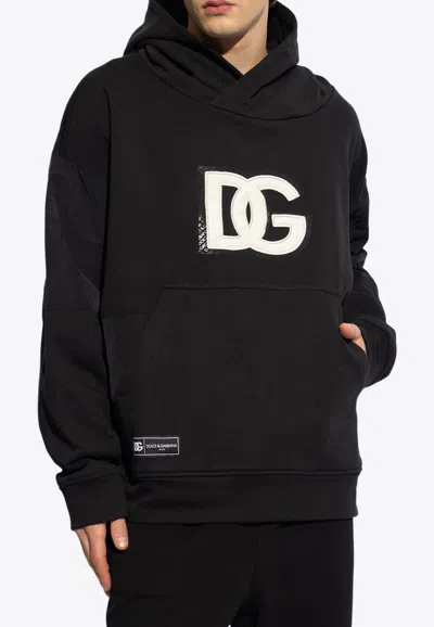 Dolce & Gabbana Hoodie Aus Baumwolljersey Mit Logodruck In Black