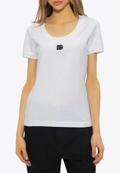 Dolce & Gabbana Logo Cotton-blend Jersey T-shirt In White