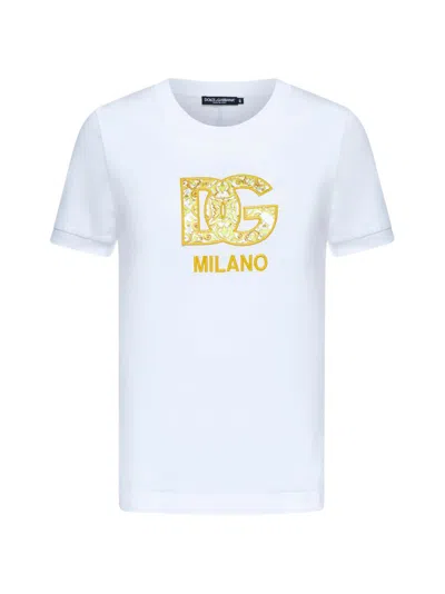 Dolce & Gabbana Dg Logo Patch Jersey T In White