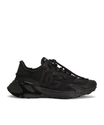 Dolce & Gabbana Logo-patch Panelled Sneakers In Black