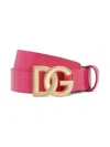 Dolce & Gabbana Dg-logo Patent Leather Belt In Pink