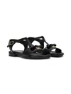 Dolce & Gabbana Logo-plaque Open-toe Sandals In Black