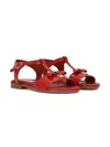 Dolce & Gabbana Logo-plaque T-bar Sandals In Red