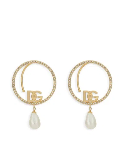 Dolce & Gabbana Logo-detail Hoop Cuffs In Gold