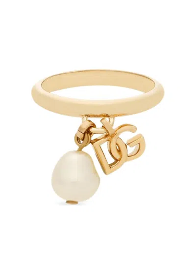 Dolce & Gabbana Dg Logo And Charms Engagement Ring In Gold