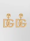 Dolce & Gabbana Pop Metallic Earings With Logo Pendant And Clip-on Closure In Brass Woman