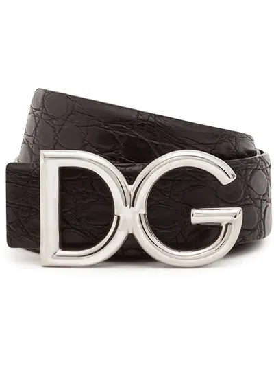 Dolce & Gabbana Dg Logo Plaque Belt In Schwarz