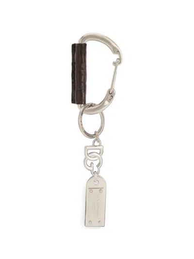 Dolce & Gabbana Dg Logo Plaque Keyrings In Multi