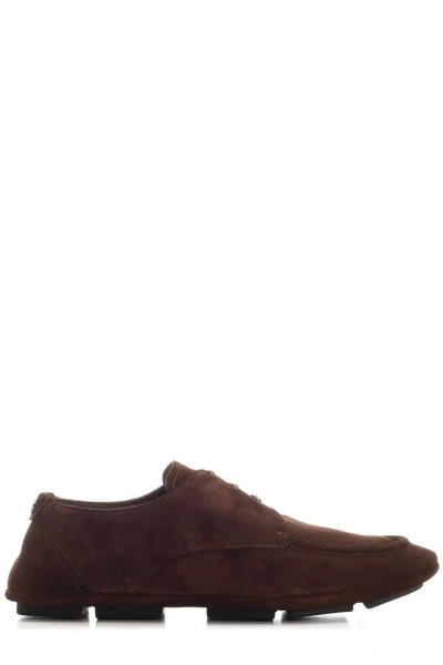 Dolce & Gabbana Dg Logo Plaque Lace-up Shoes In Brown