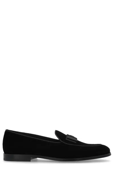 Dolce & Gabbana Dg Logo Plaque Loafers In Nero