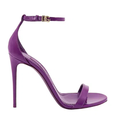 Dolce & Gabbana Dolce  Gabbana Dg Logo Plaque Sandals In Purple