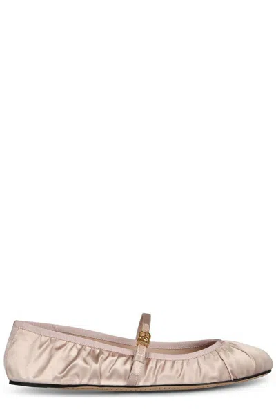 Dolce & Gabbana Satin Ballet Flats In Pink