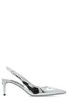 Dolce & Gabbana 60 Mirrored Leather Slingback Pumps In Silver