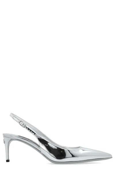DOLCE & GABBANA DG LOGO PLAQUE SLINGBACK PUMPS