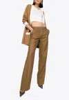 Dolce & Gabbana Dg Logo Plaque Straight-leg Pants In Camel