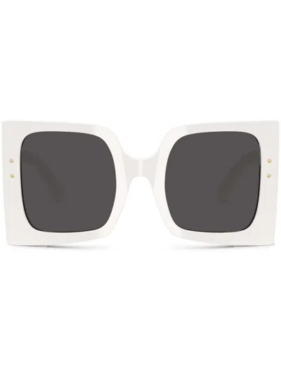 Dolce & Gabbana Dg Logo-plaque Sunglasses In White