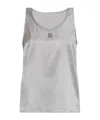 Dolce & Gabbana Silk Satin Tank Top With Dg Logo Pin In Gray