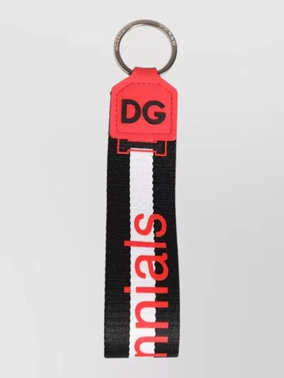 Dolce & Gabbana Dg Logo Polyester Brass Holder Keyring In Multi