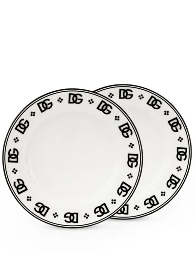 DOLCE & GABBANA DG LOGO PORCELAIN PLATE (SET OF TWO)