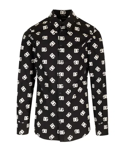 DOLCE & GABBANA DOLCE  GABBANA ALL-OVER DG PRINTED BUTTONED SHIRT