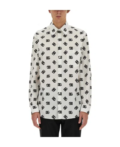 Dolce & Gabbana Blackwhite All Over Logo Shirt In Multi