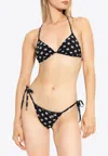 Dolce & Gabbana Padded Triangle Bikini With Dg Logo Print In Black