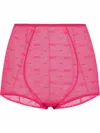 Dolce & Gabbana High-waisted Jacquard Tulle Panties In Pink