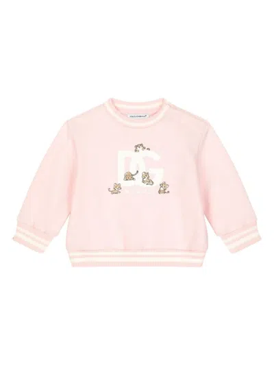 Dolce & Gabbana Babies' Dg Logo-print Sweatshirt In Pink